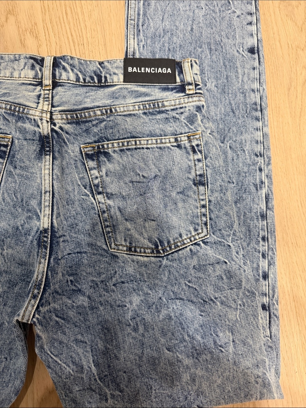 Balenciaga Women’s Washed Light Blue Straight Jeans - Picture 4 of 5